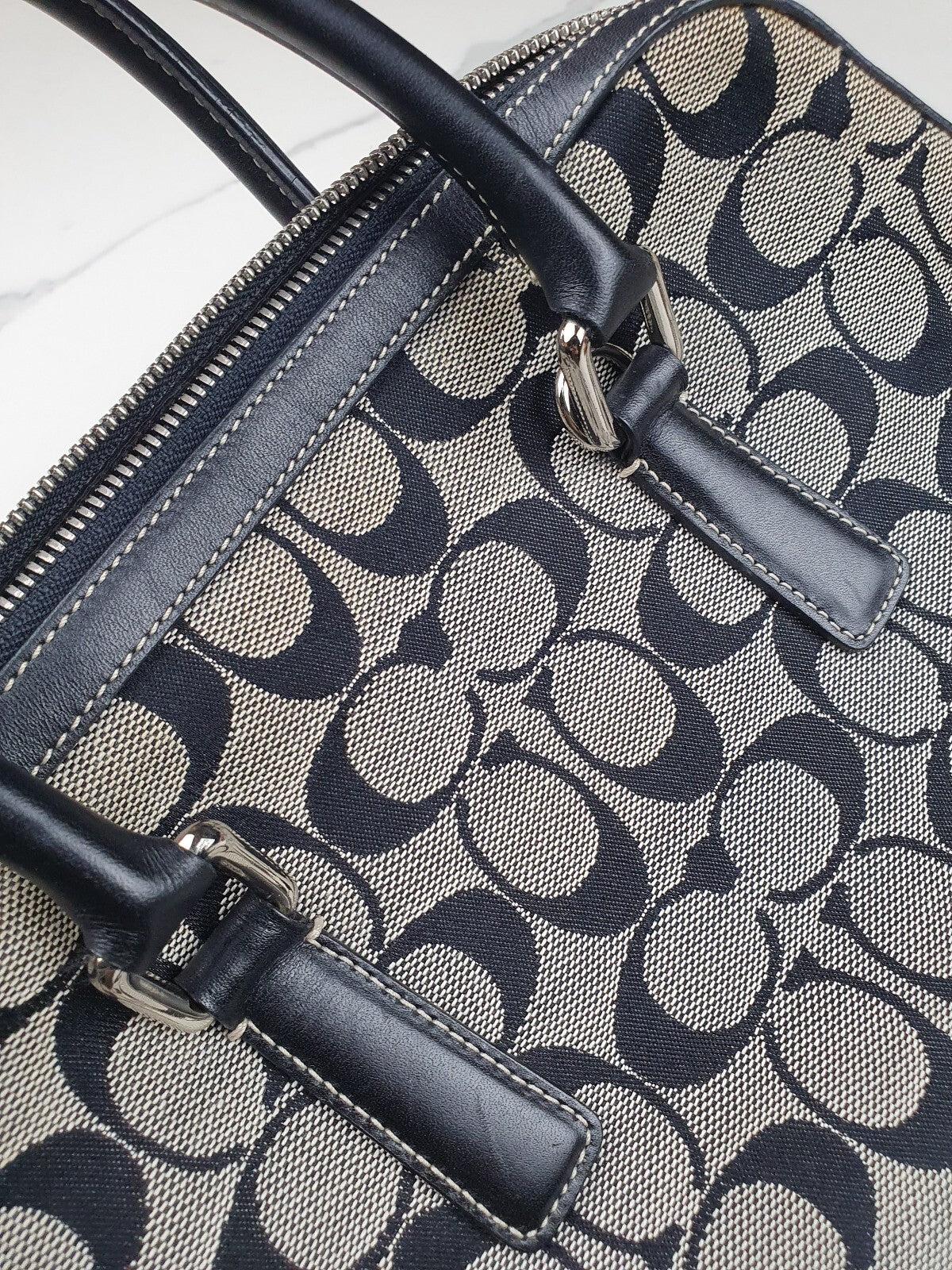 Authentic Coach 2way Signature Canvas Mini Boston Bag