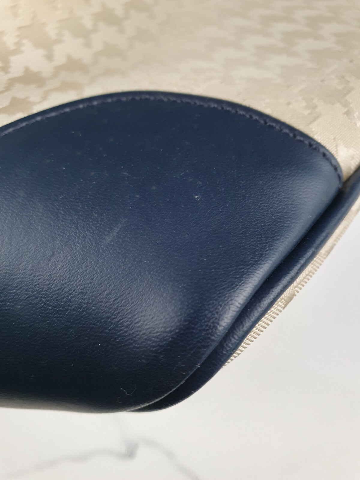 Emilia Schön Beige and Navy Real Leather Tote Bag