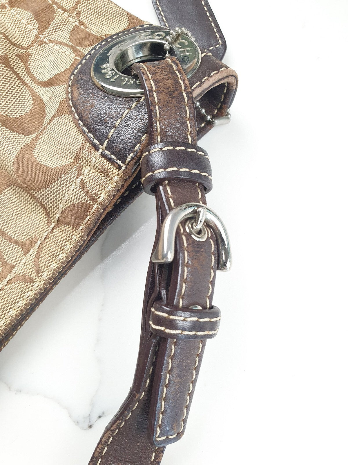 Coach Signature Canvas and Leather Shoulder Bag