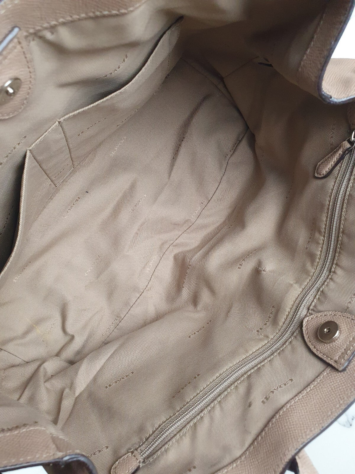 Coach Beige Leather Tote Handbag