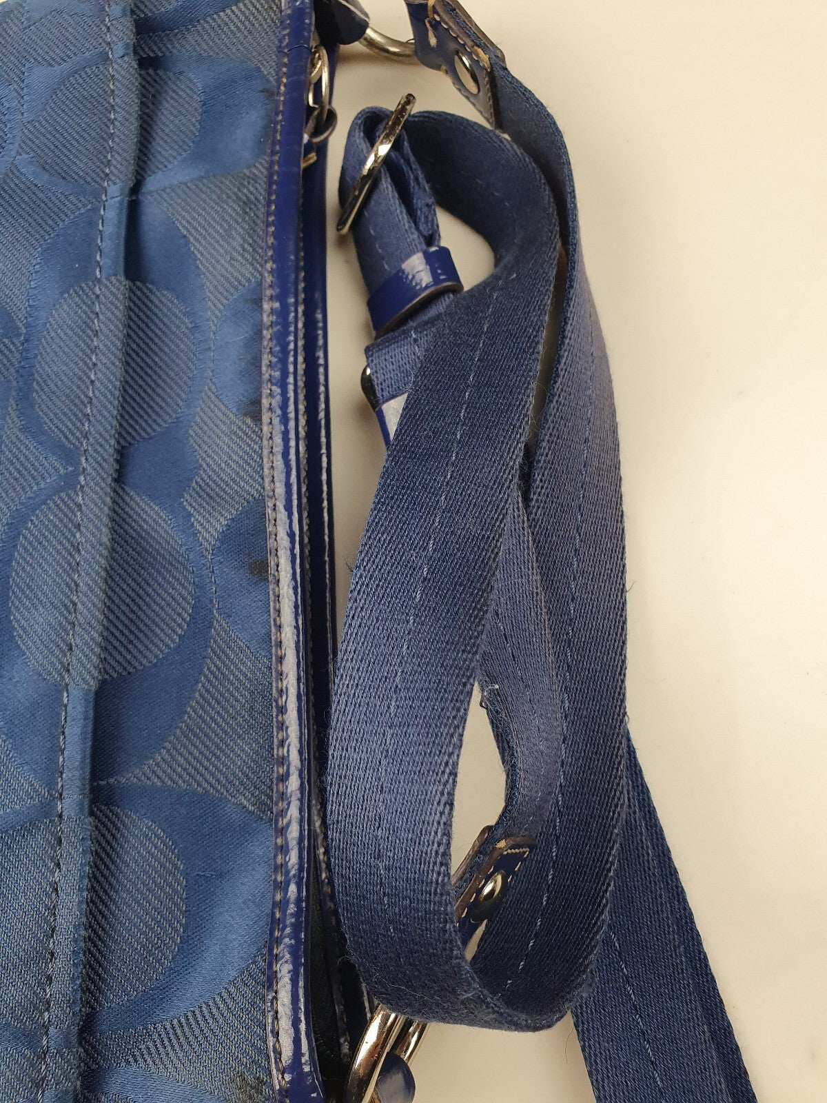 Coach Navy Blue Signature Jacquard Crossbody Bag
