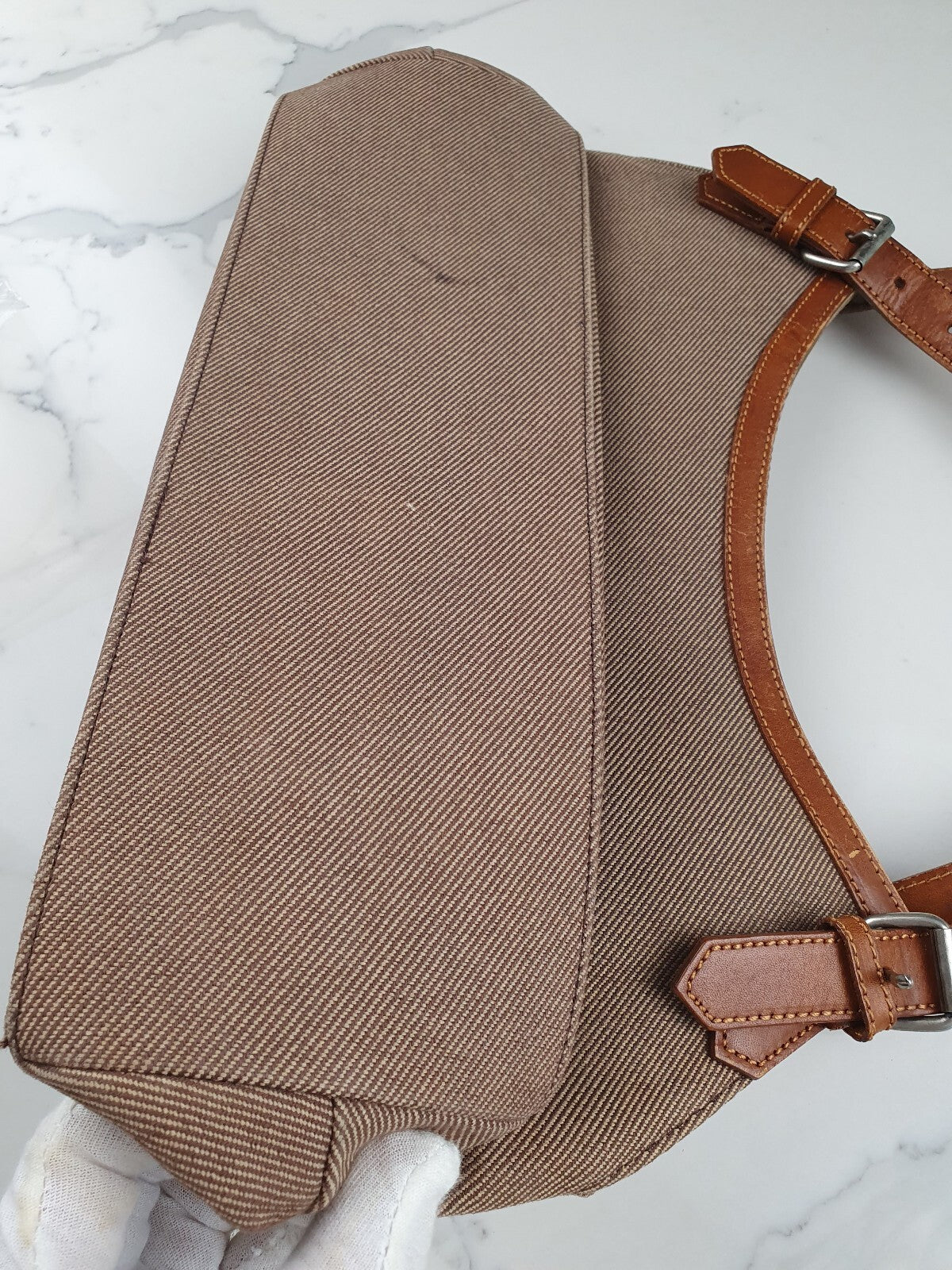 Burberry London Blue Label Brown Canvas and Leather Hobo Shoulder Bag