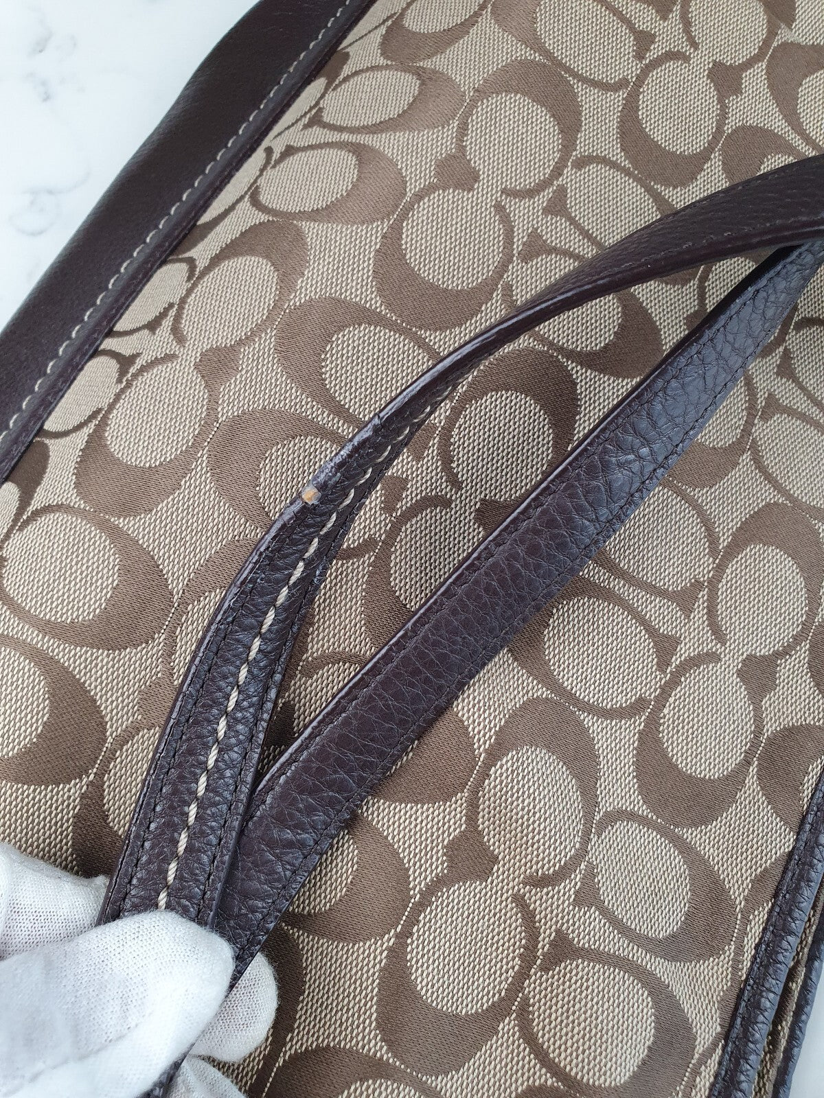 Vintage Coach Signature Canvas and Leather Shoulder Bag