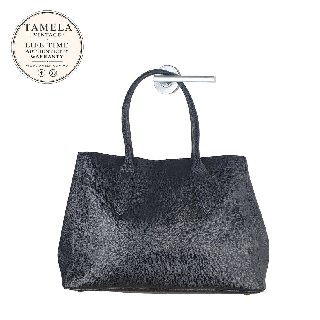 Coach Black Leather Vintage Shoulder Bag with Gold Hardware