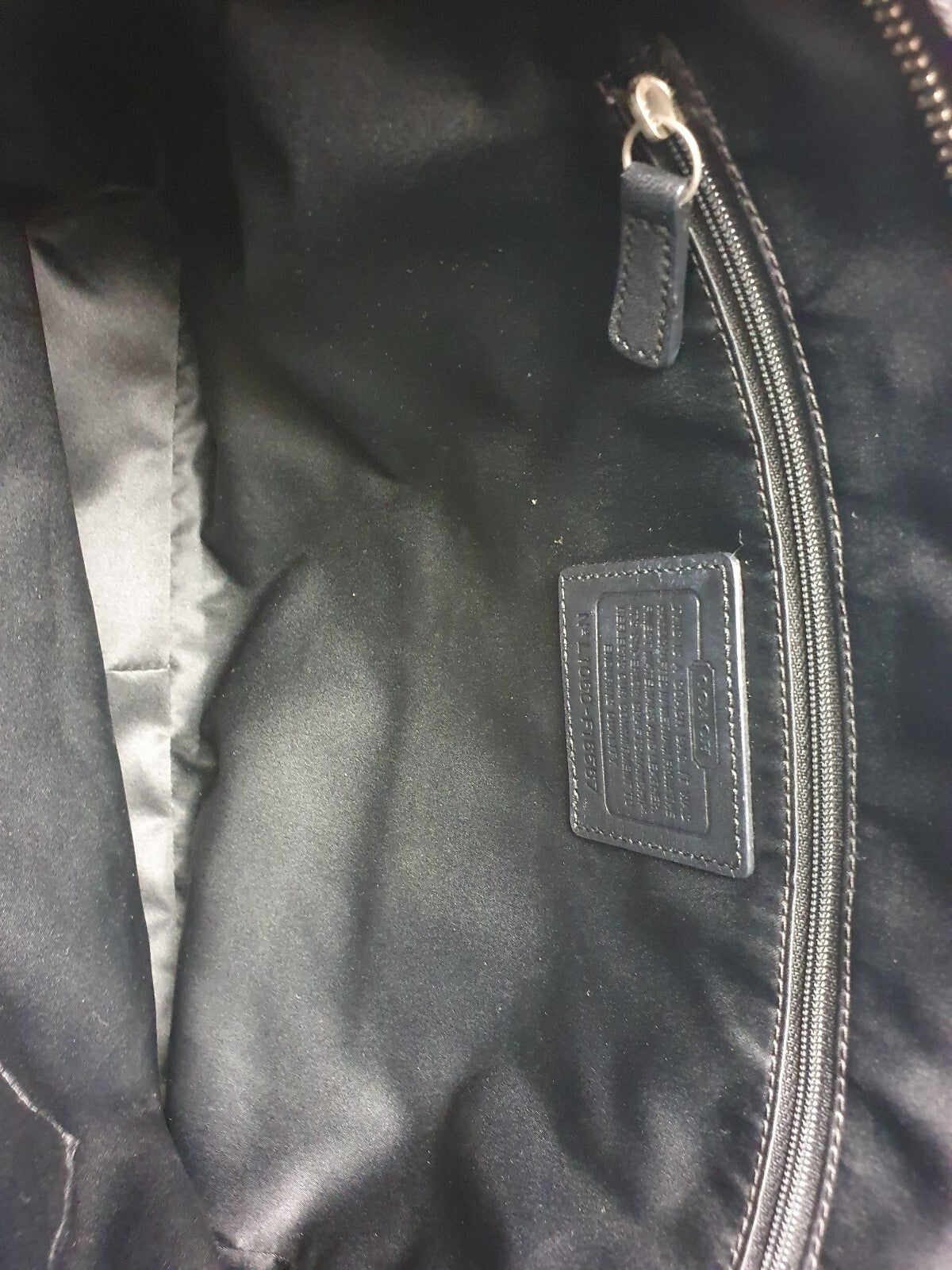 Vintage Coach Signature Print Shoulder Bag in Grey and Black