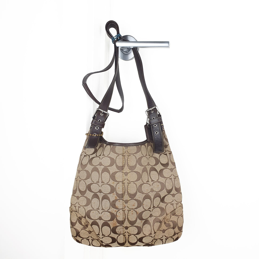 Coach Signature Canvas Brown Shoulder Bag