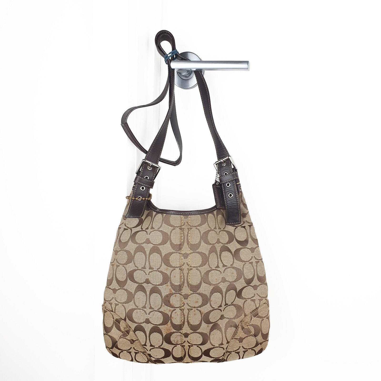 Coach Signature Canvas Brown Shoulder Bag