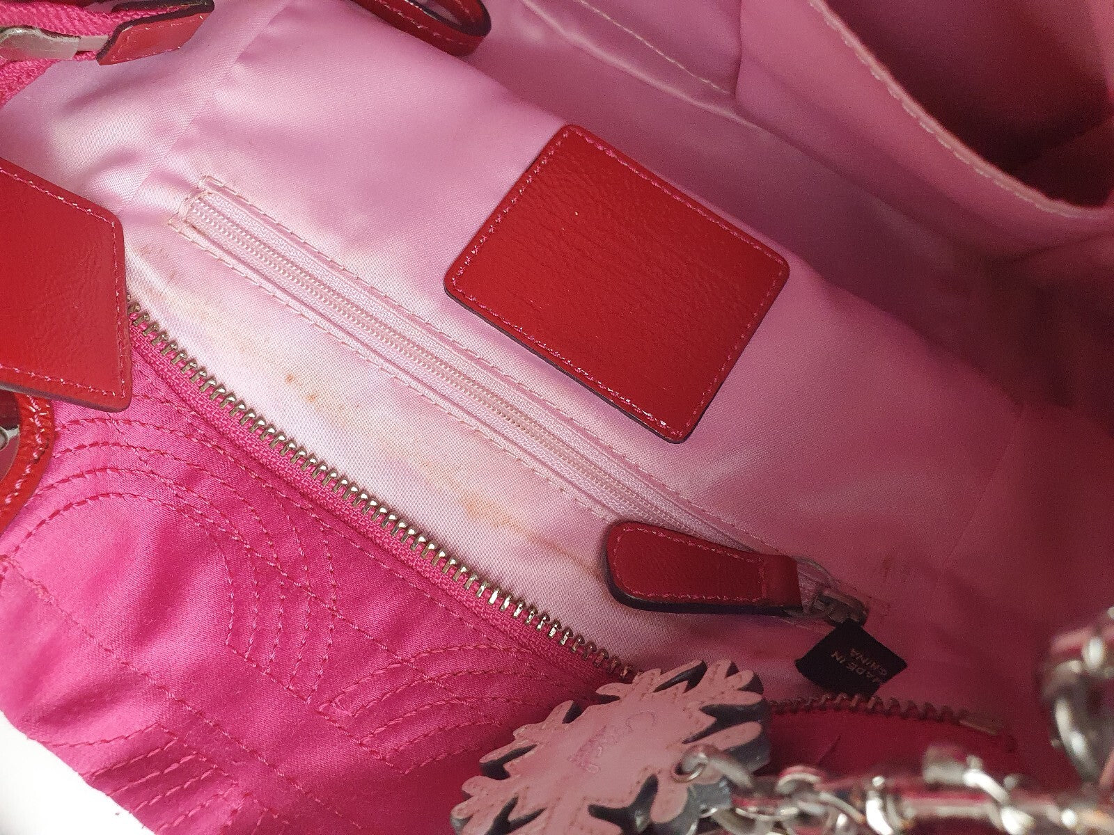 Coach Pink Nylon Tote Bag with Leather Handles and Detachable Strap