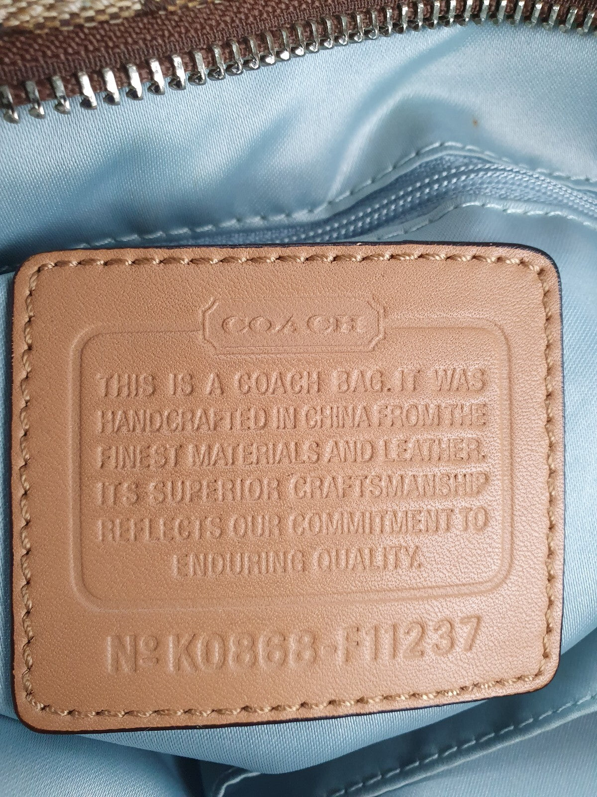 Coach Signature Canvas Tote Bag with Silver Leather Trim