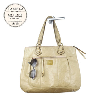 Vintage Coach Beige Leather Shoulder Bag