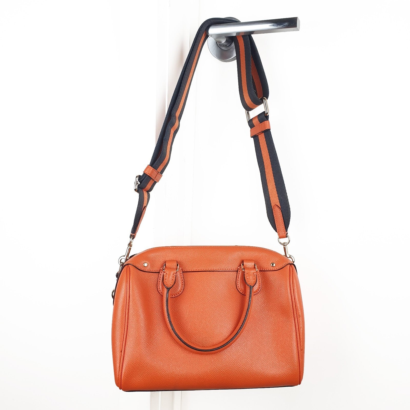 Coach Orange Leather Satchel Bag with Adjustable Strap
