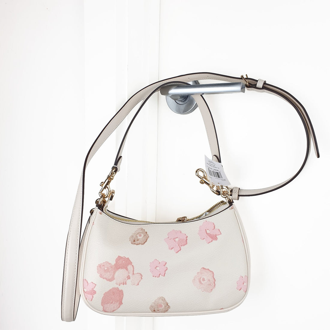 Coach White Floral Leather Shoulder Bag