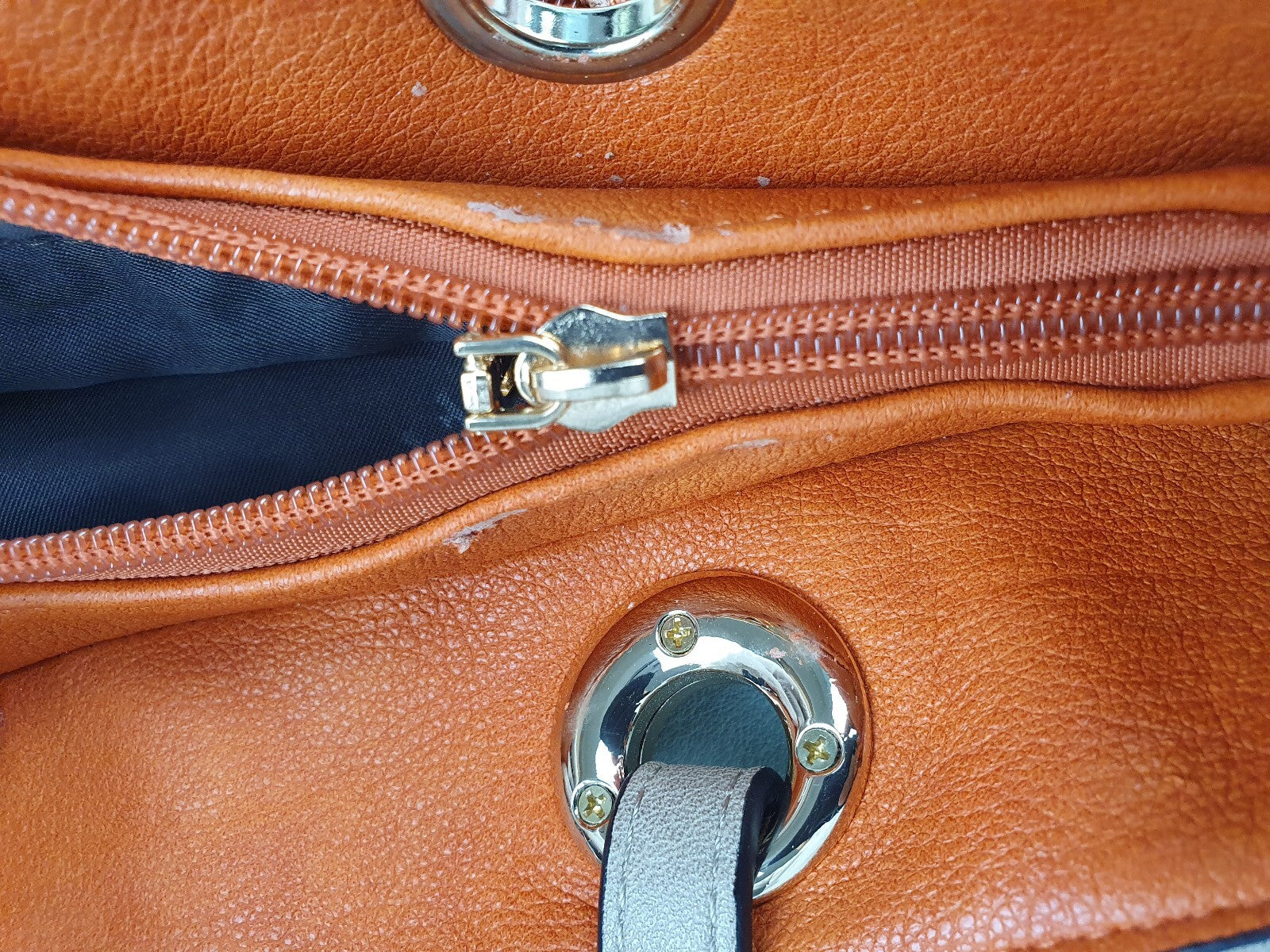 Firano Patchwork Leather Tote Bag in Orange, Beige and Mint