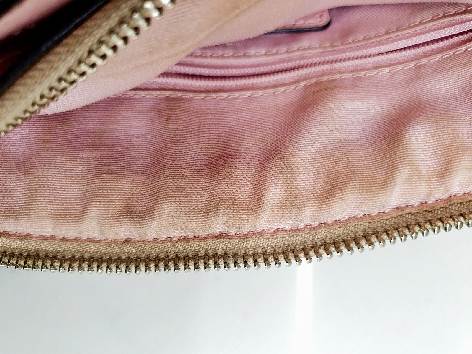 Coach Signature Canvas and Leather Satchel Handbag in Pink and Beige