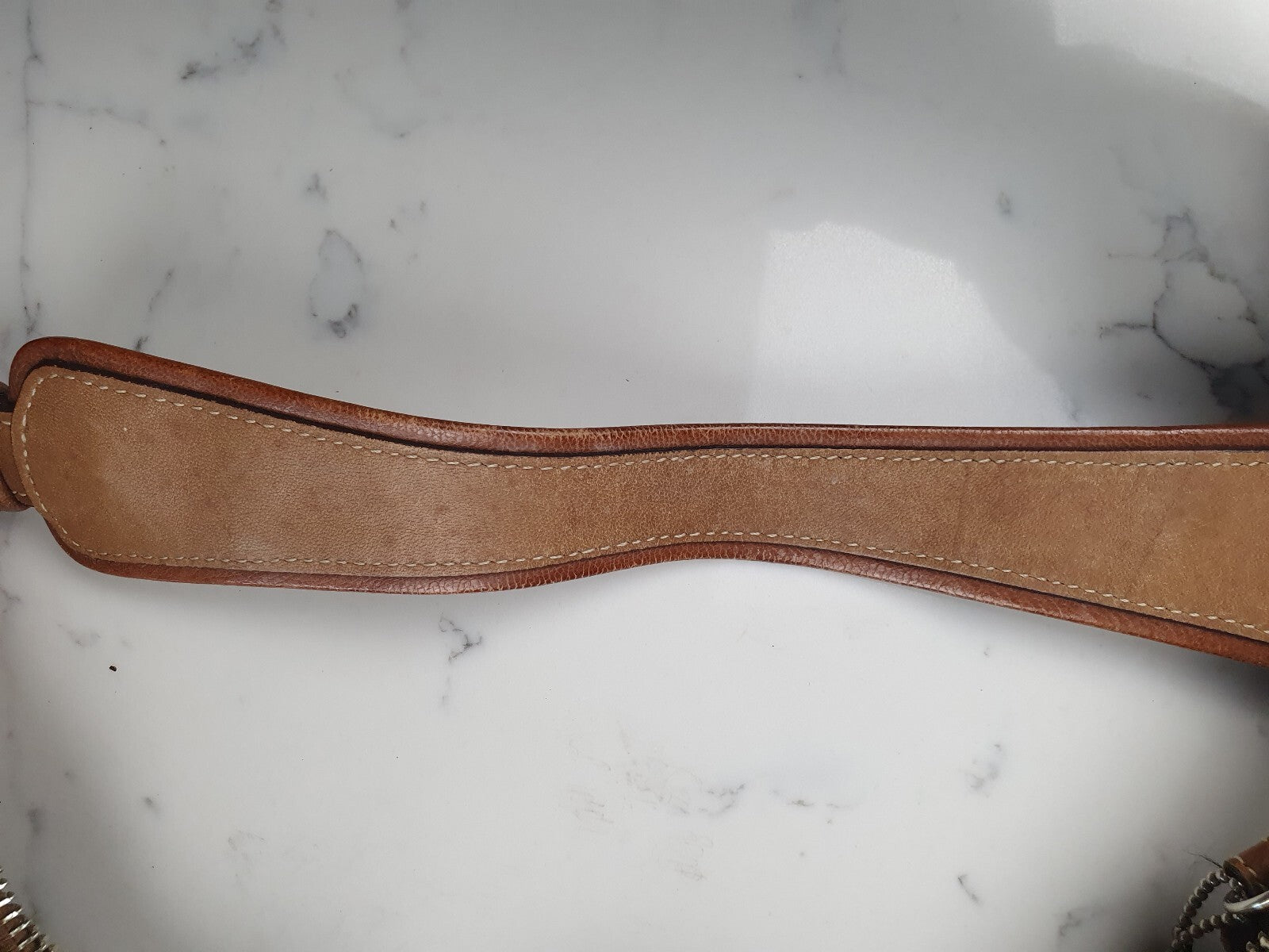 Coach Vintage Tan Leather Shoulder Bag with Buckle Detail