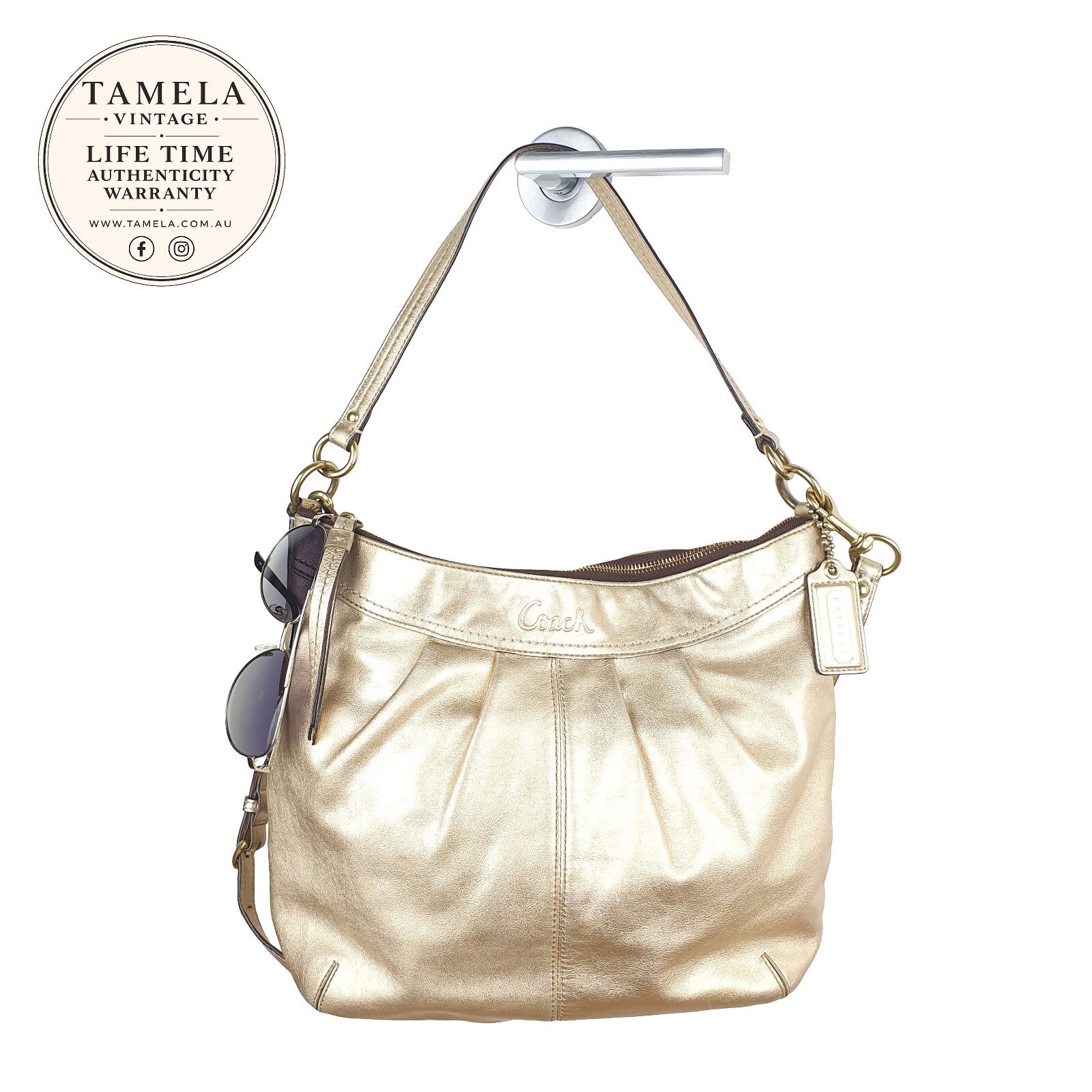 Coach Vintage Gold Leather Shoulder Bag