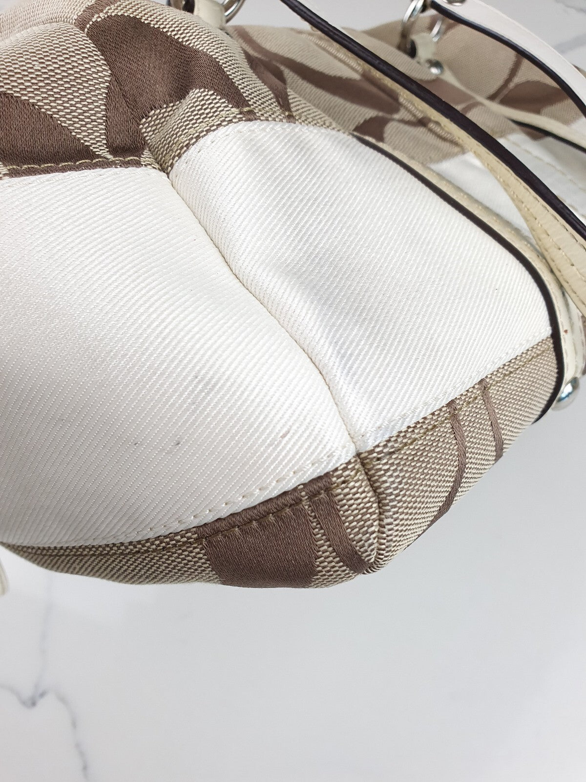 Coach Signature Canvas and Leather Satchel Handbag
