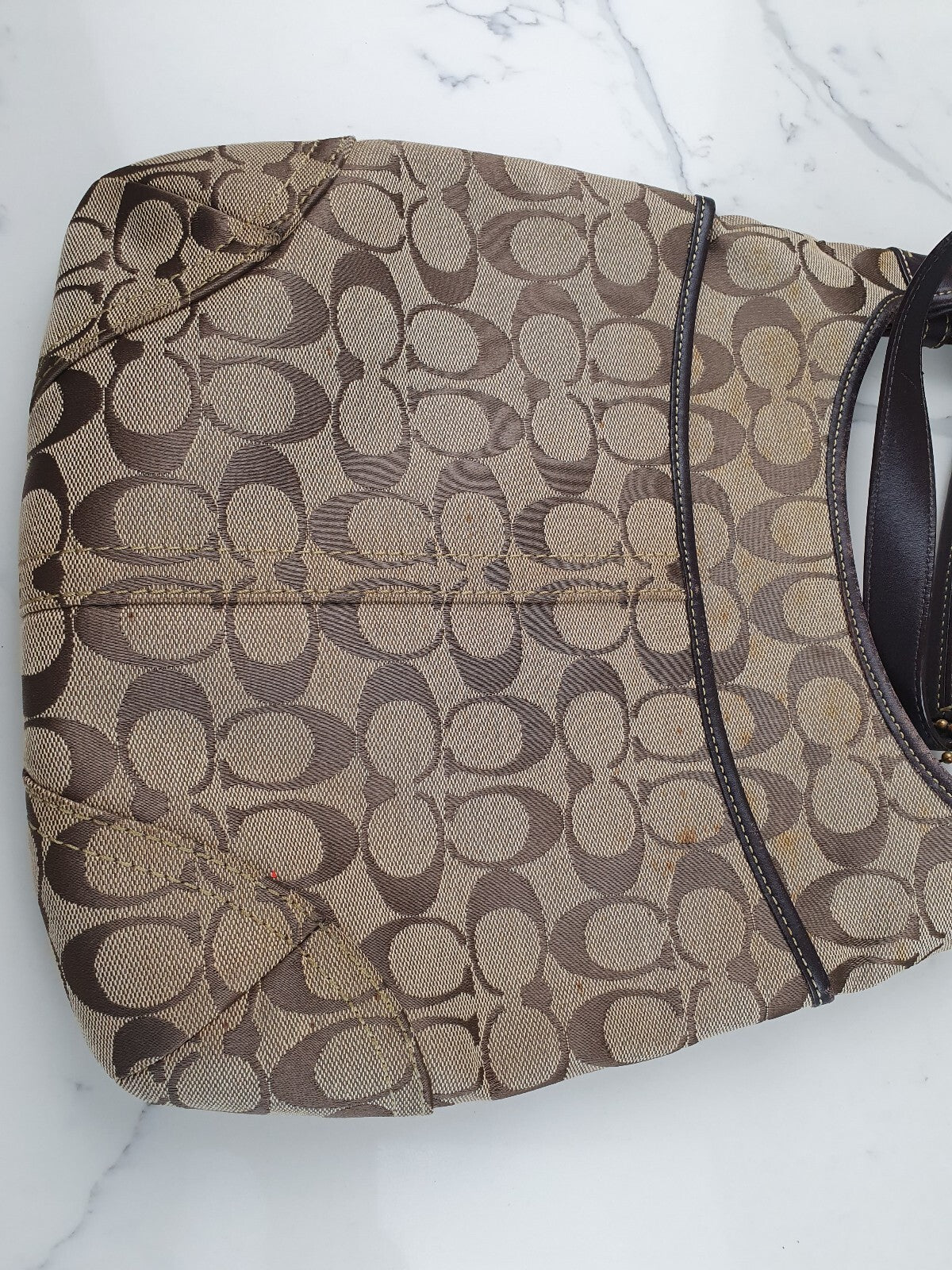 Coach Signature Canvas Brown Shoulder Bag