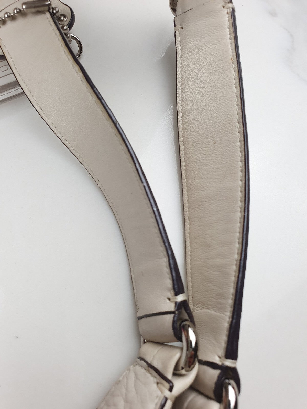 Coach Pebbled Leather Hobo Bag in Cream