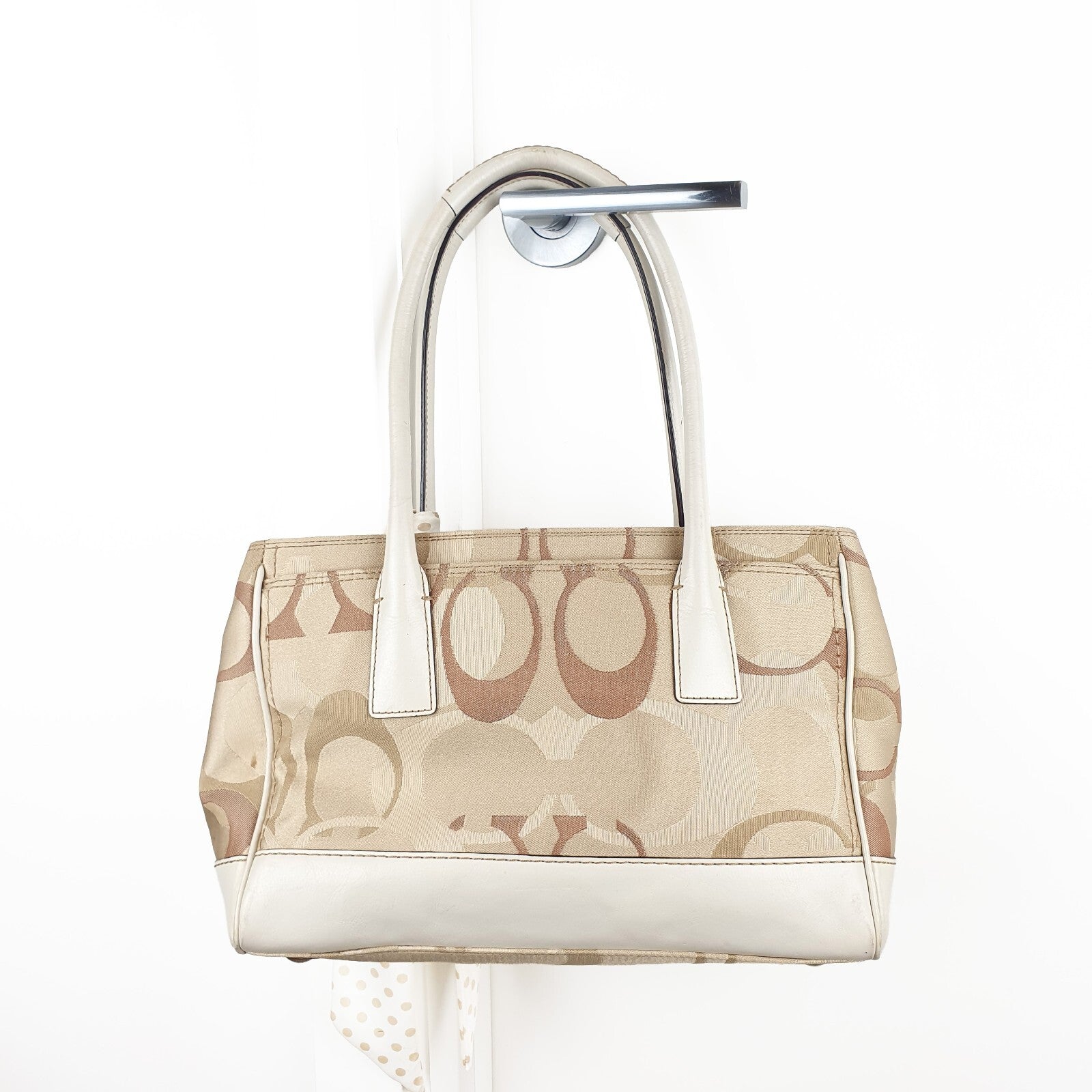 Coach Signature Canvas and Leather Satchel Handbag