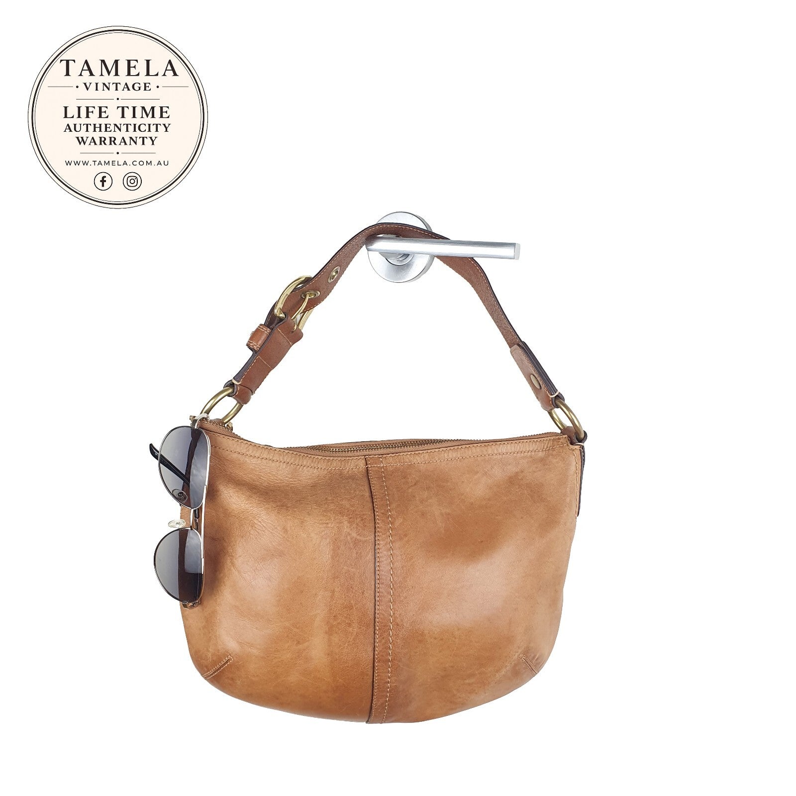 Coach Vintage Tan Leather Hobo Shoulder Bag