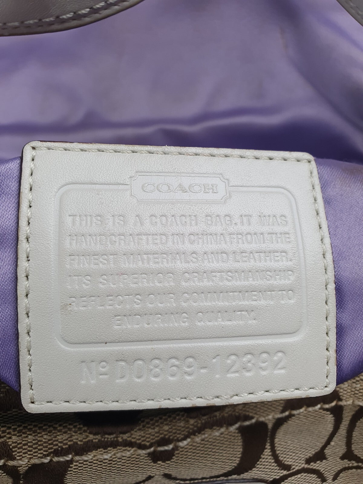 Vintage Coach Signature Canvas and White Leather Shoulder Bag