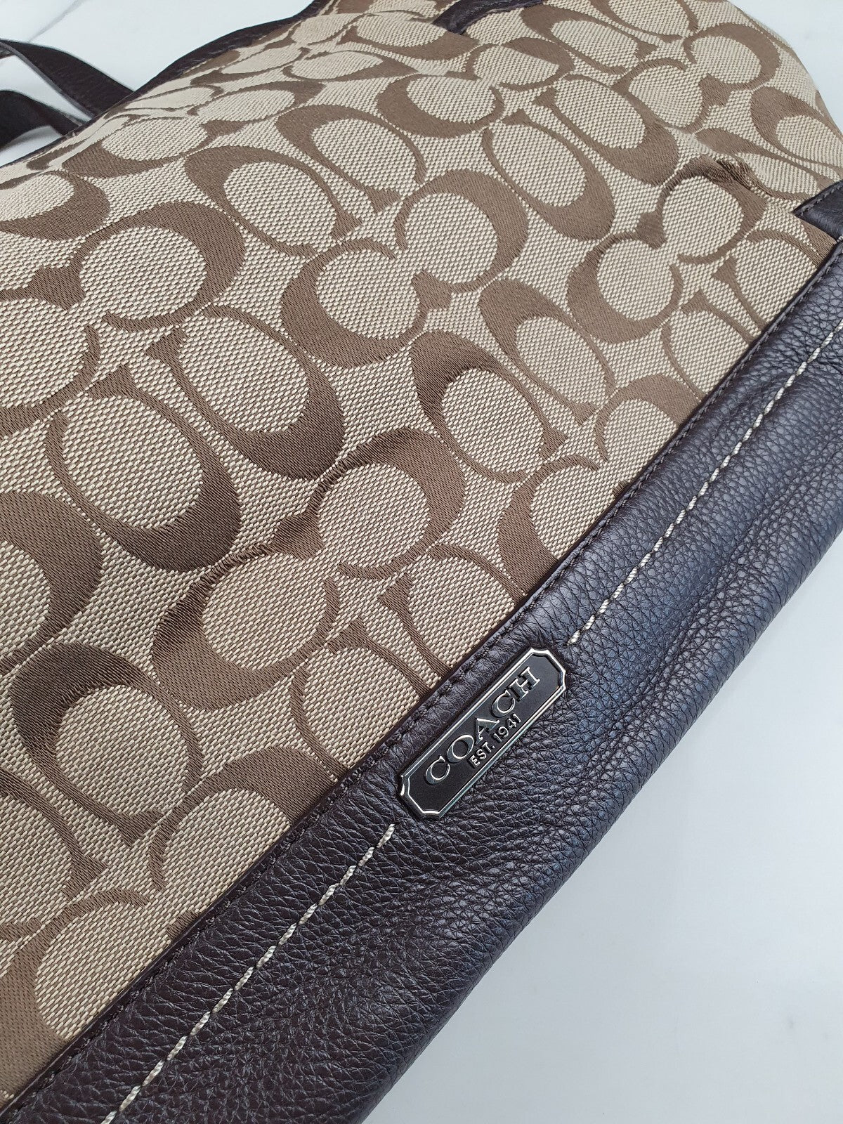 Vintage Coach Signature Canvas and Leather Shoulder Bag