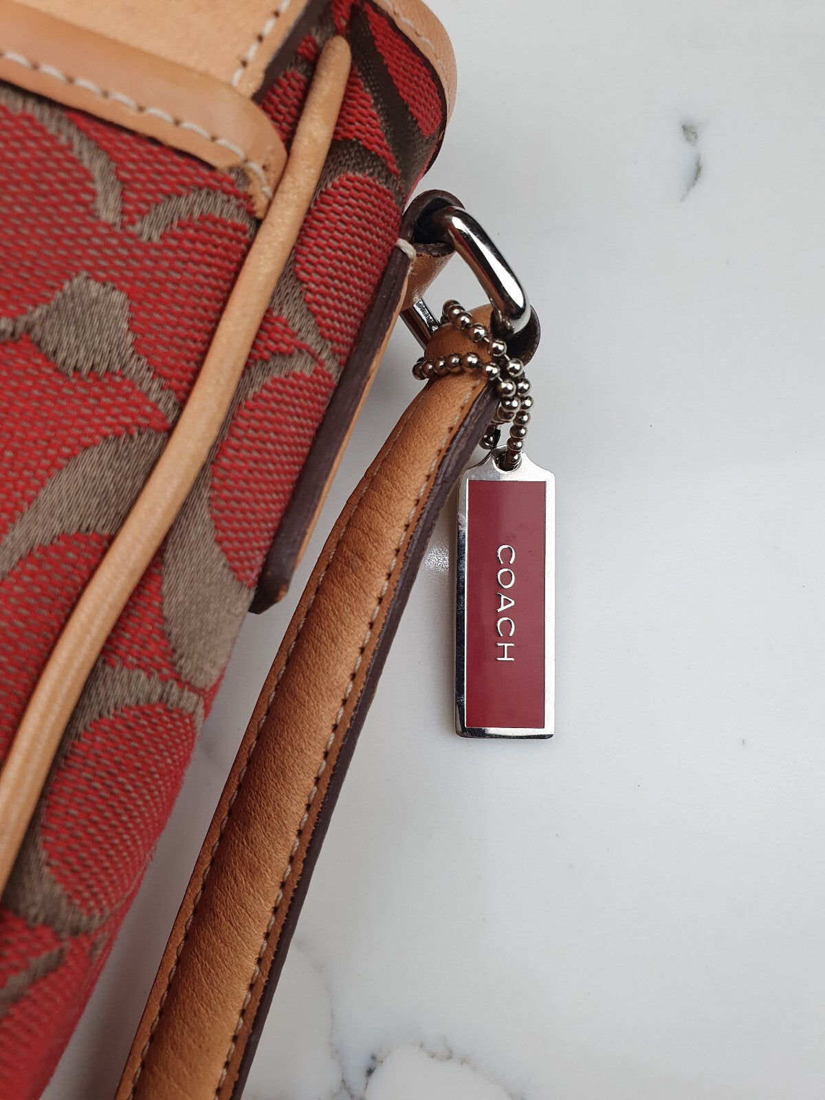 Coach Vintage Signature Crossbody Bag in Red and Tan Leather