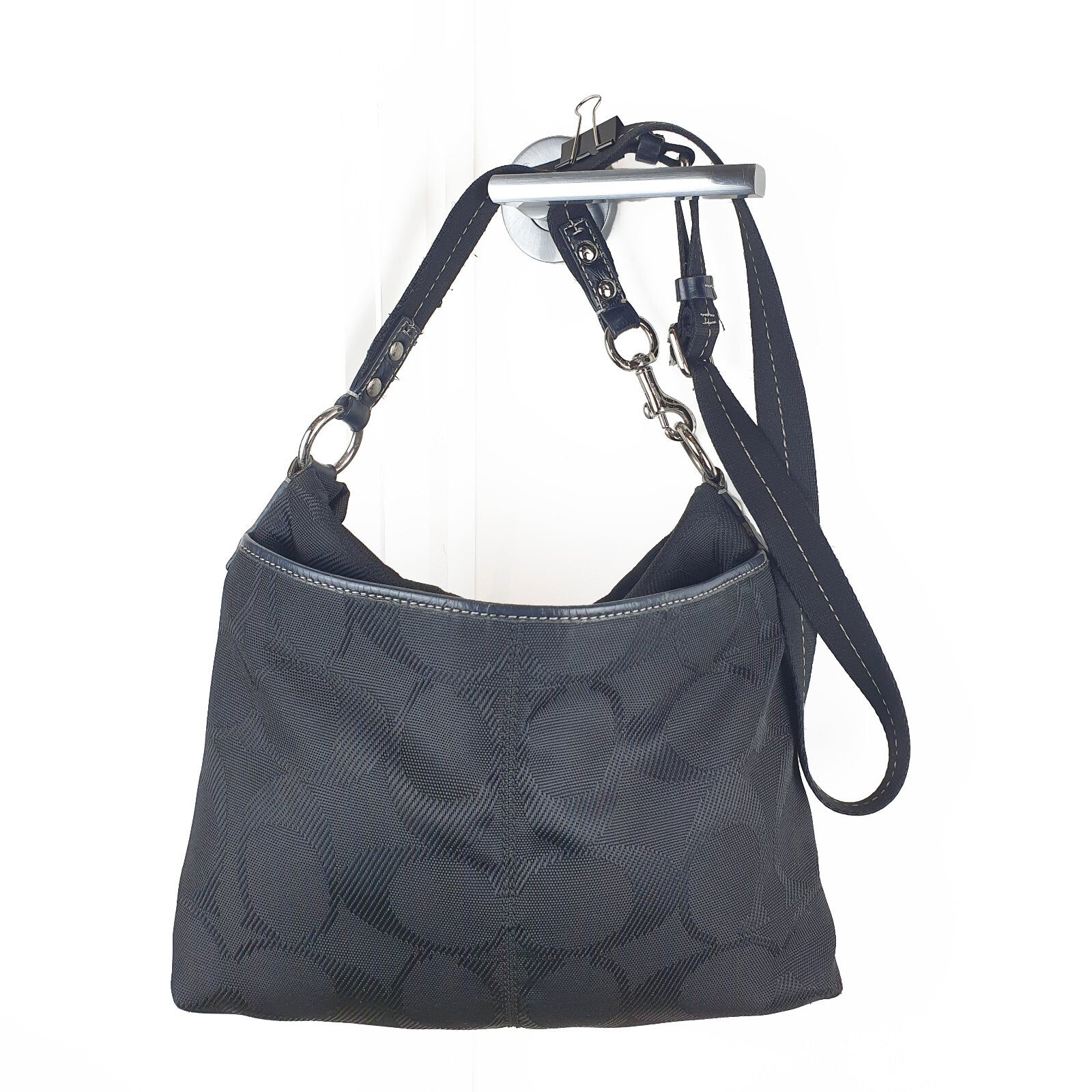 Coach Vintage Black Signature Nylon Shoulder Bag