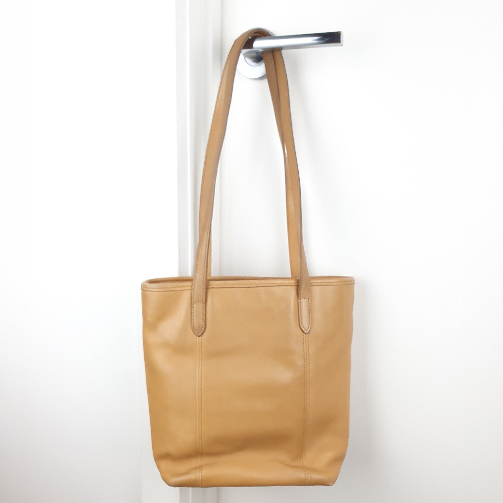 Coach Tan Leather Tote Bag with Shoulder Straps