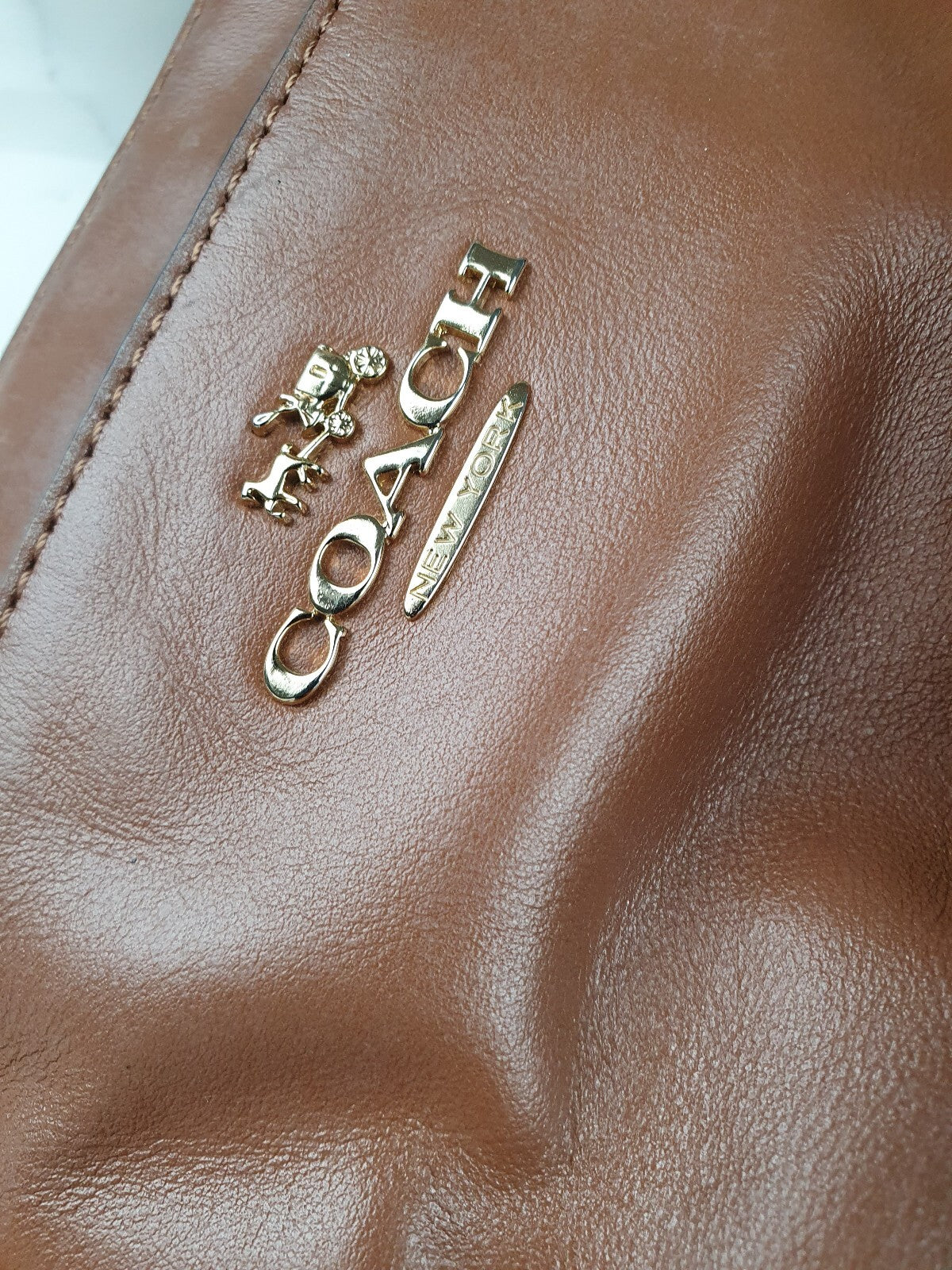 Coach Brown Leather Handbag with Gold Hardware