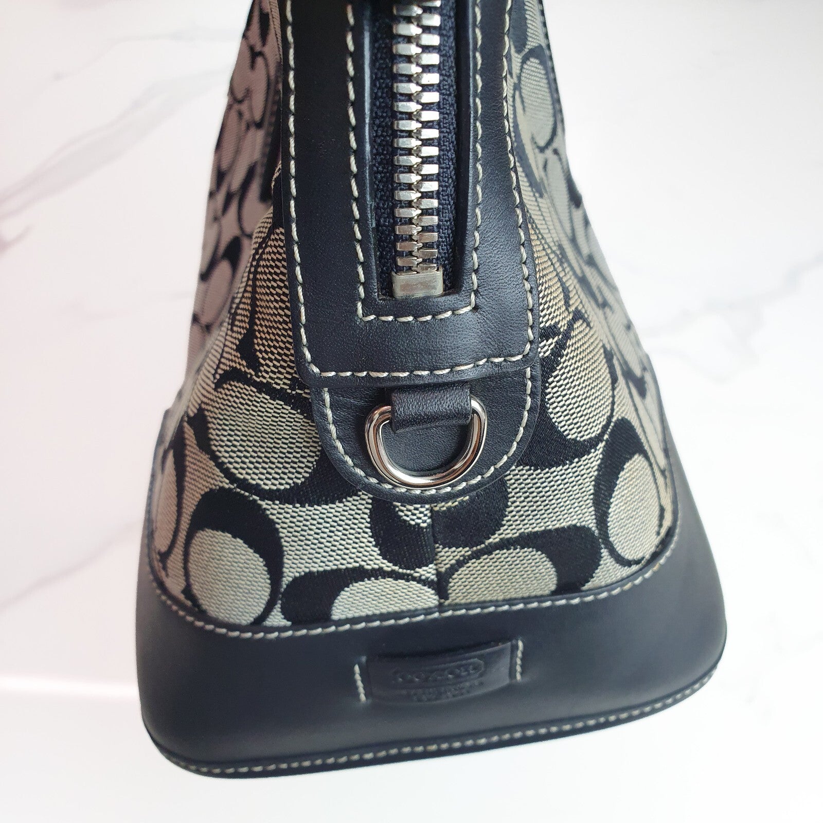 Authentic Coach black and grey signature satchel bag