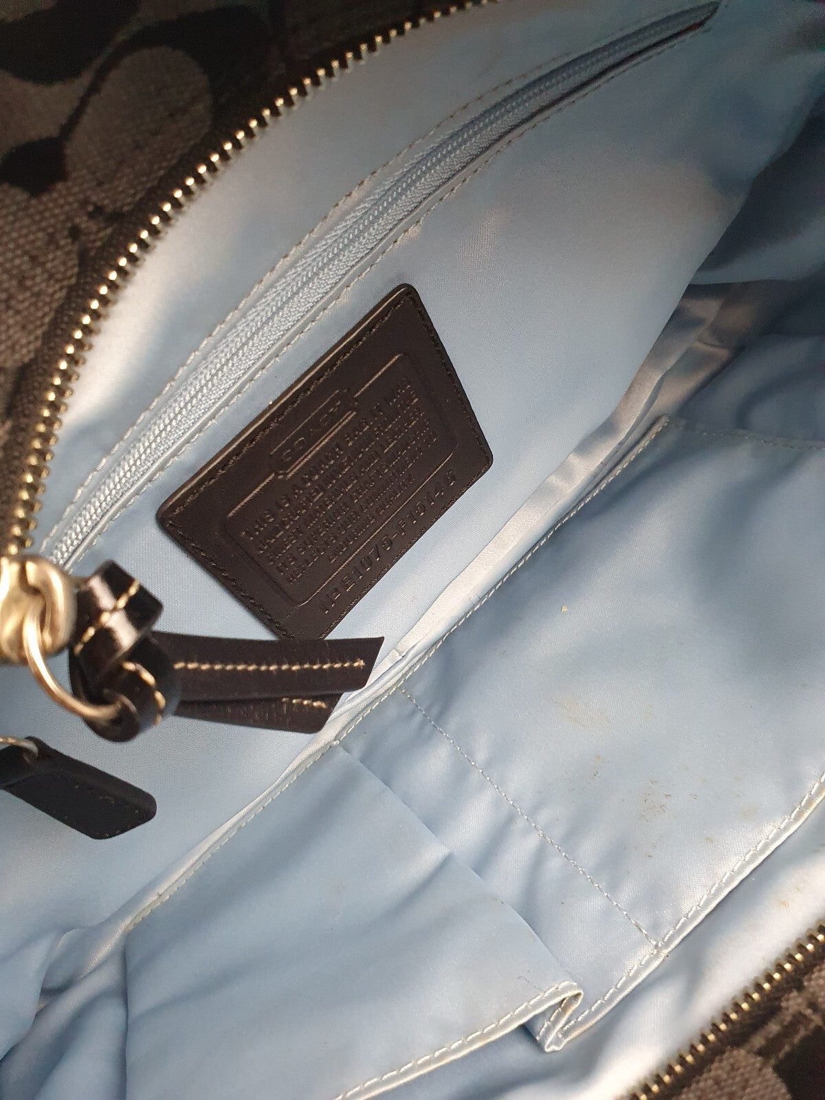 Coach Black Signature Jacquard Tote Bag with Leather Trim