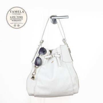 Bally White Leather Shoulder Bag with Gold Hardware