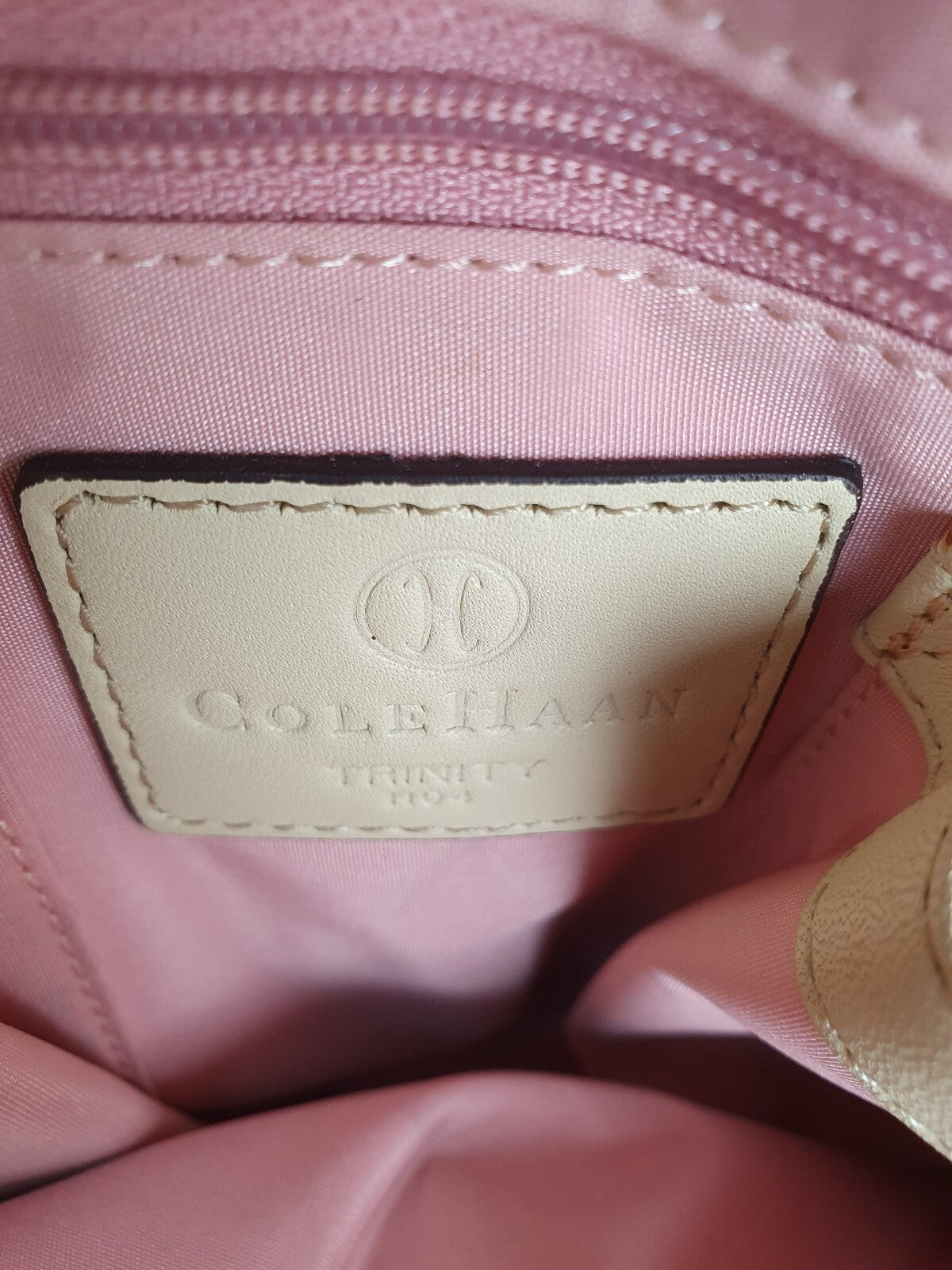 Cole Haan Beige Genuine Leather Tote Bag