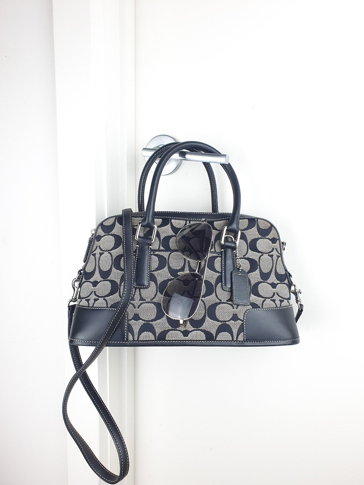 Authentic Coach 2way Signature Canvas Mini Boston Bag