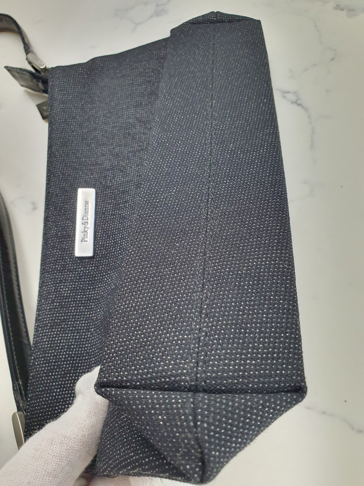 Pink & Dianne Black Textured Shoulder Bag