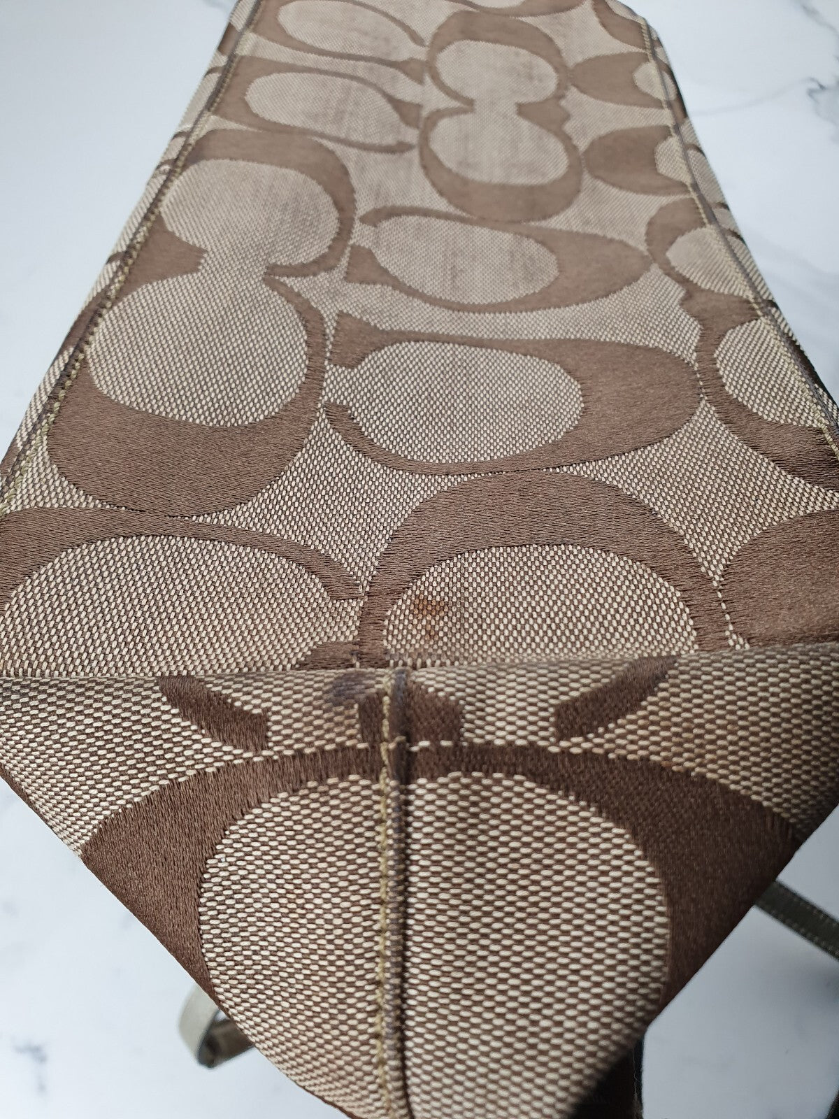 Coach Signature Canvas Tote Bag with Metallic Trim
