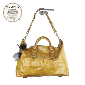 Coach Vintage Mustard Yellow Patent Leather Shoulder Bag
