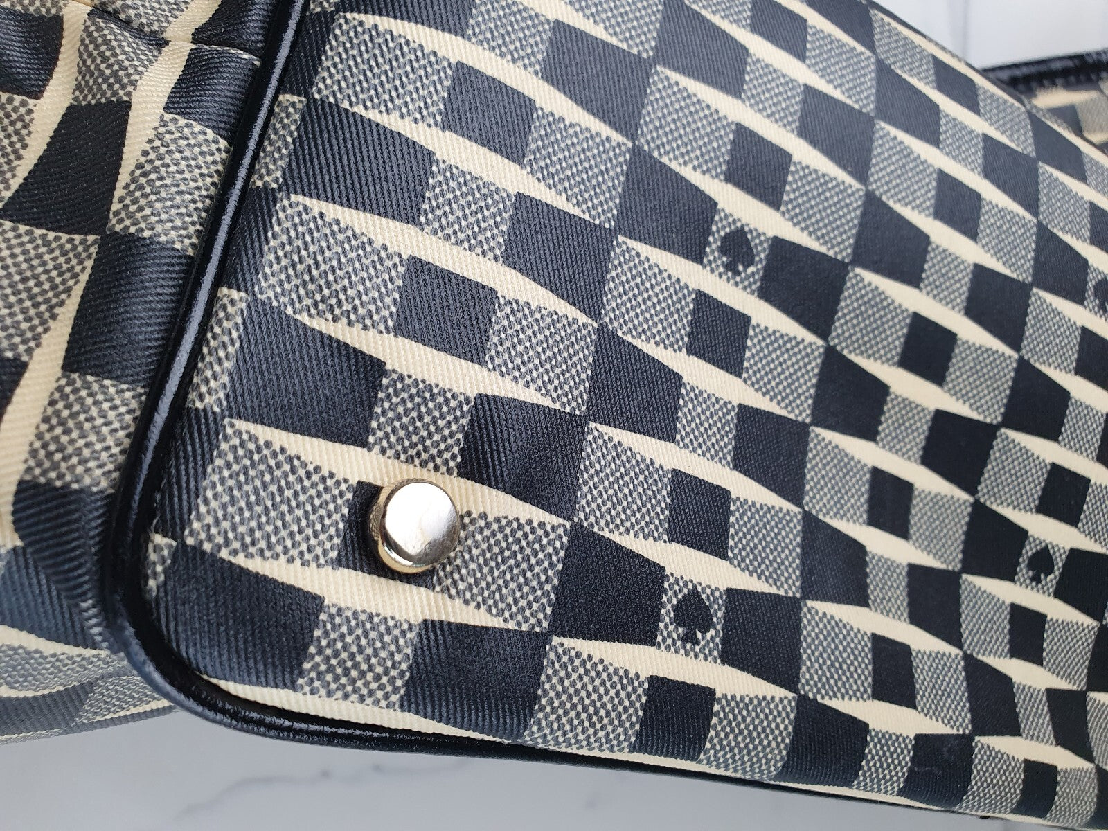Kate Spade New York Black and Beige Checkerboard Tote Bag