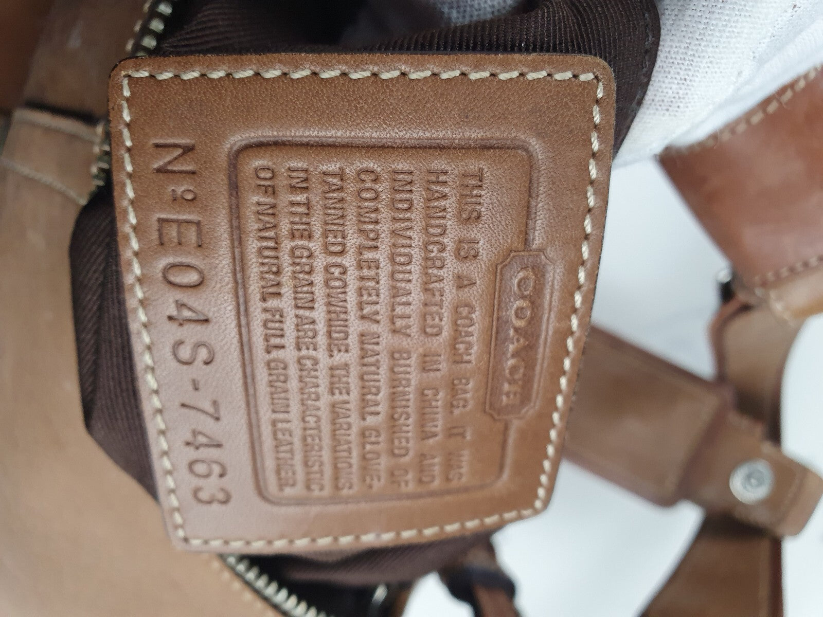 Coach Vintage Tan Leather Shoulder Bag with Buckle Detail