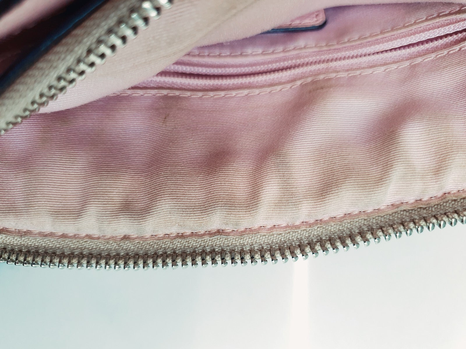 Coach Signature Canvas and Leather Satchel Handbag in Pink and Beige