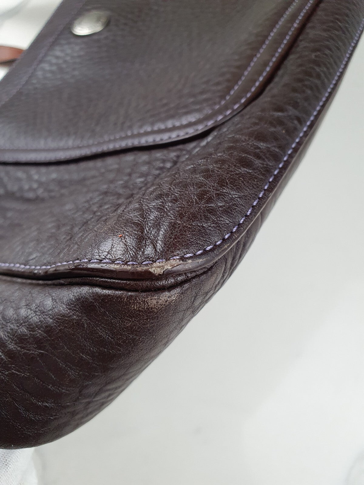 Coach Vintage Brown Pebbled Leather Tote Bag with Tan Handles