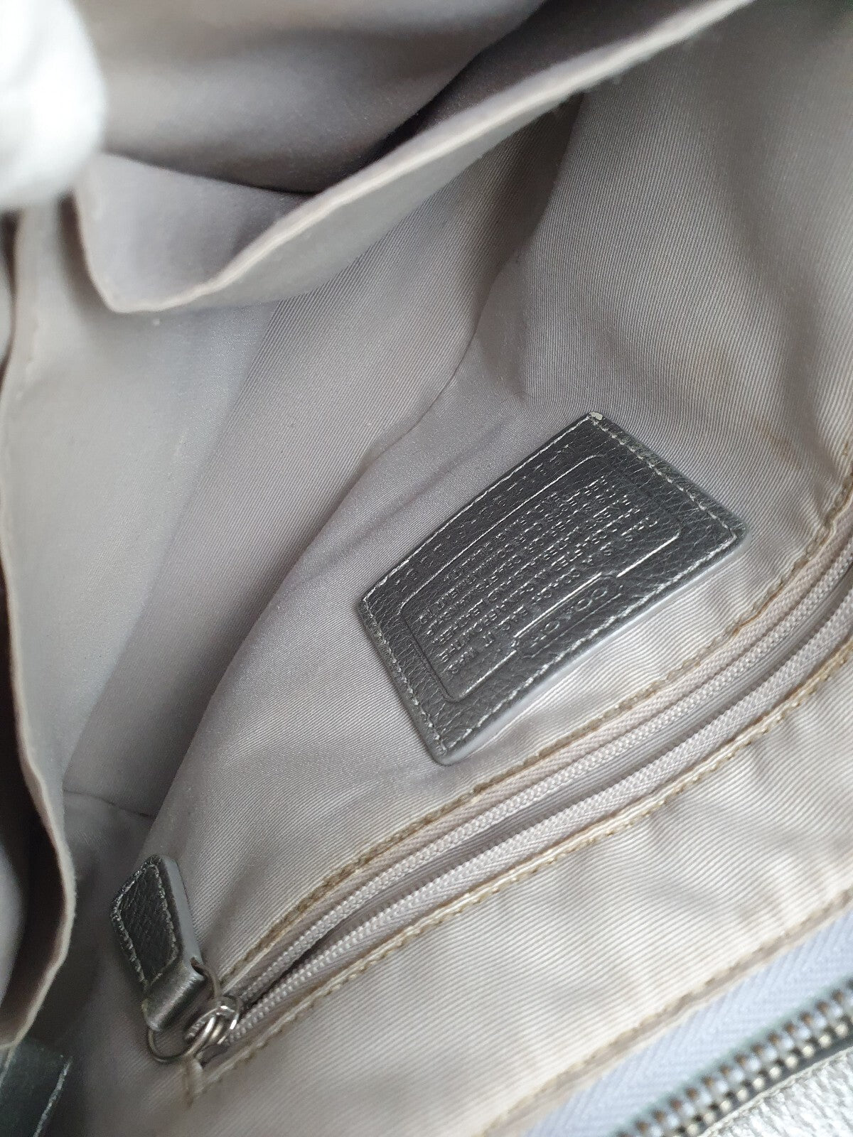 Coach Signature Canvas and Silver Leather Shoulder Bag