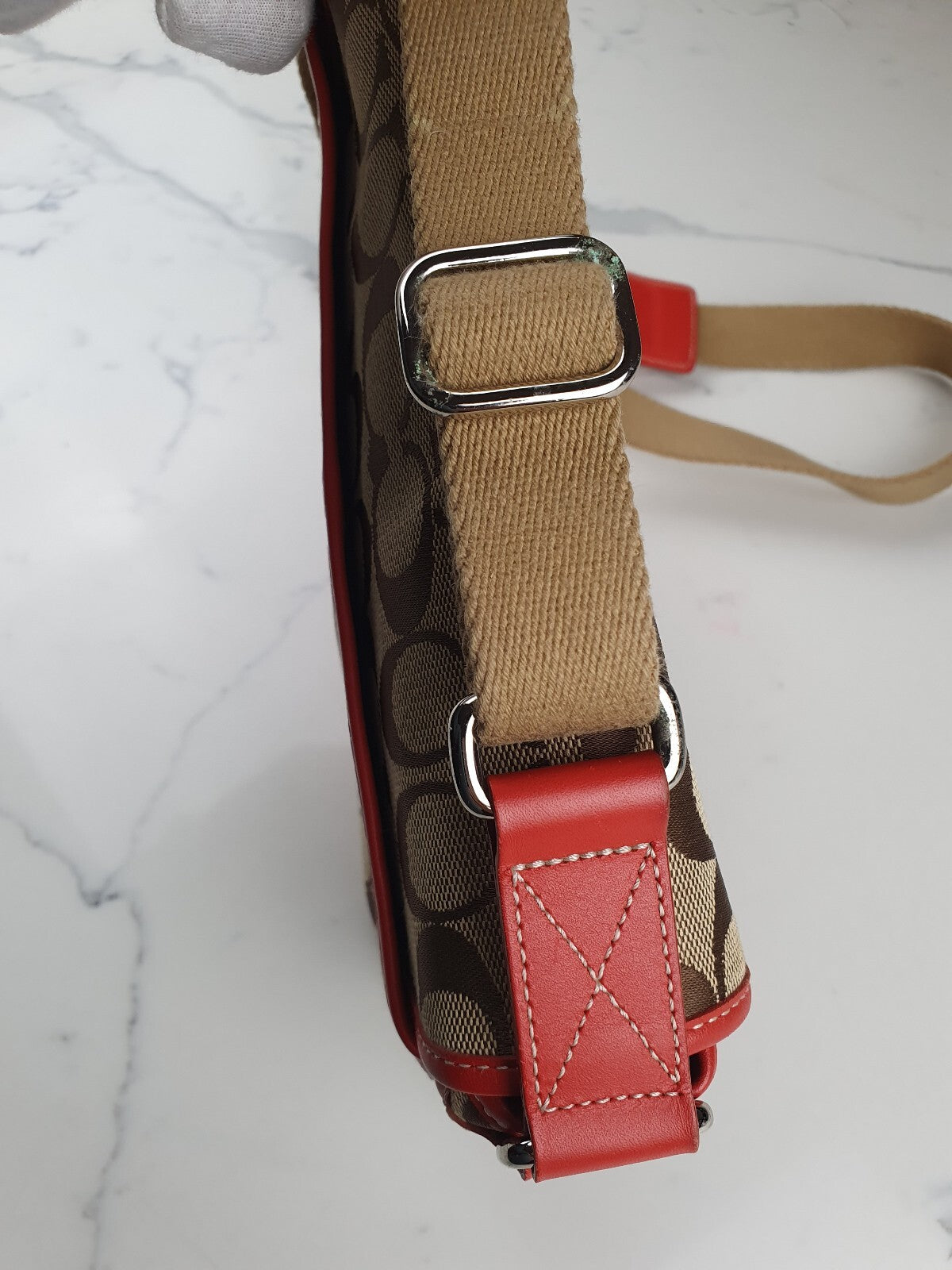 Vintage Coach Signature Canvas and Leather Shoulder Bag