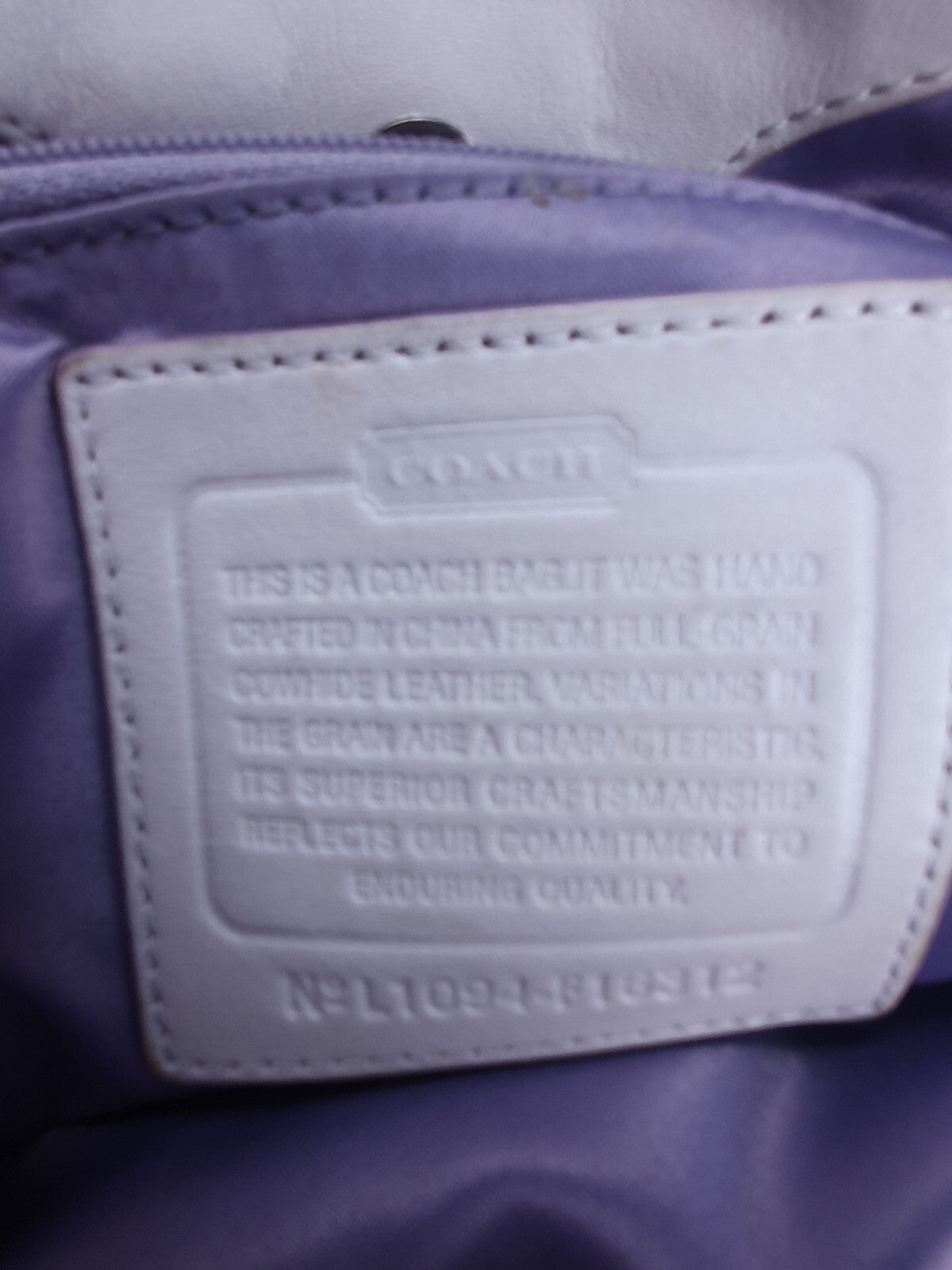 Coach Lavender Leather Shoulder Bag