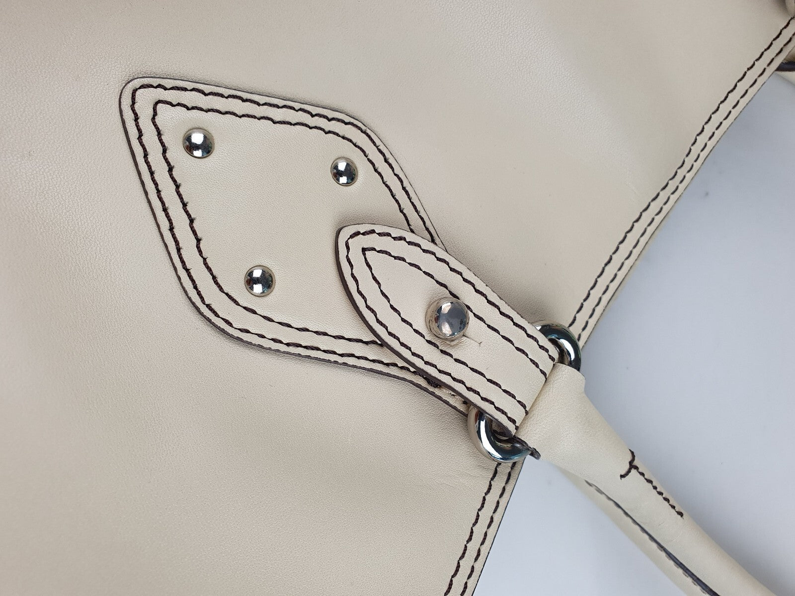 Cole Haan Beige Genuine Leather Tote Bag
