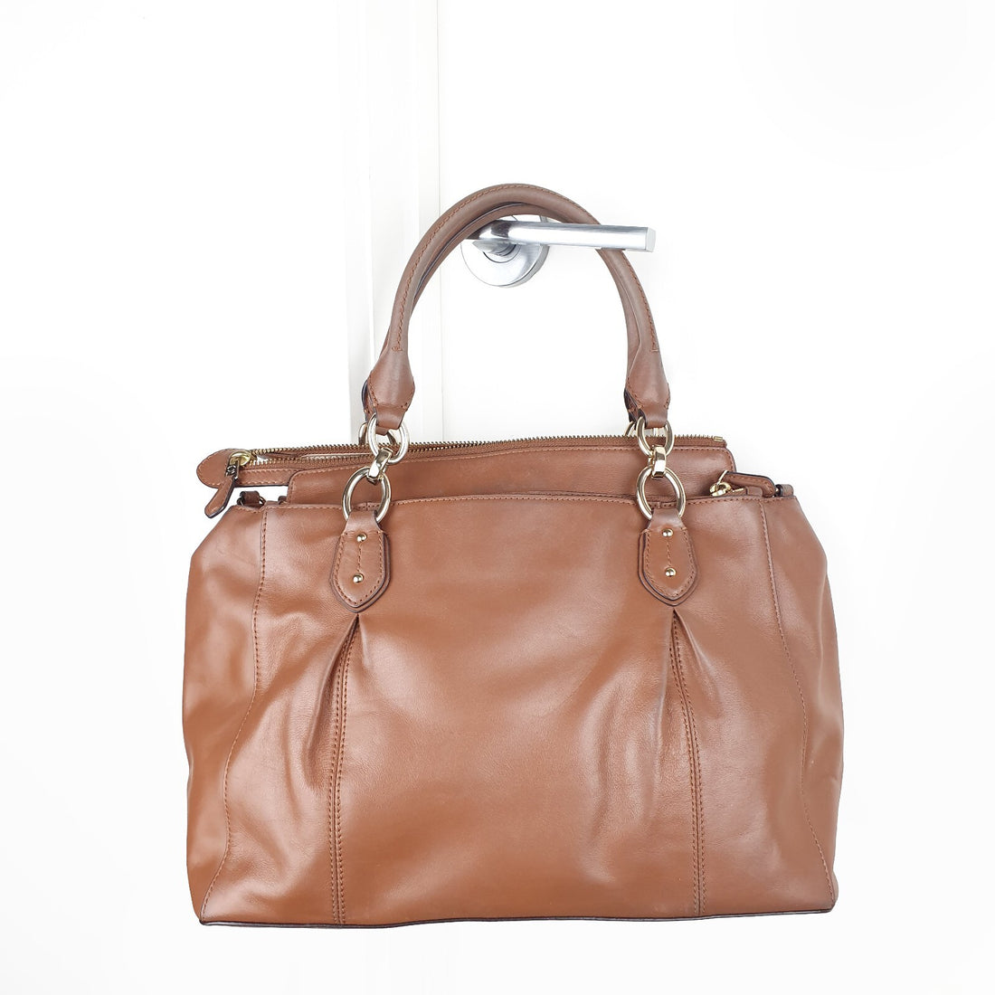 Coach Brown Leather Handbag with Gold Hardware