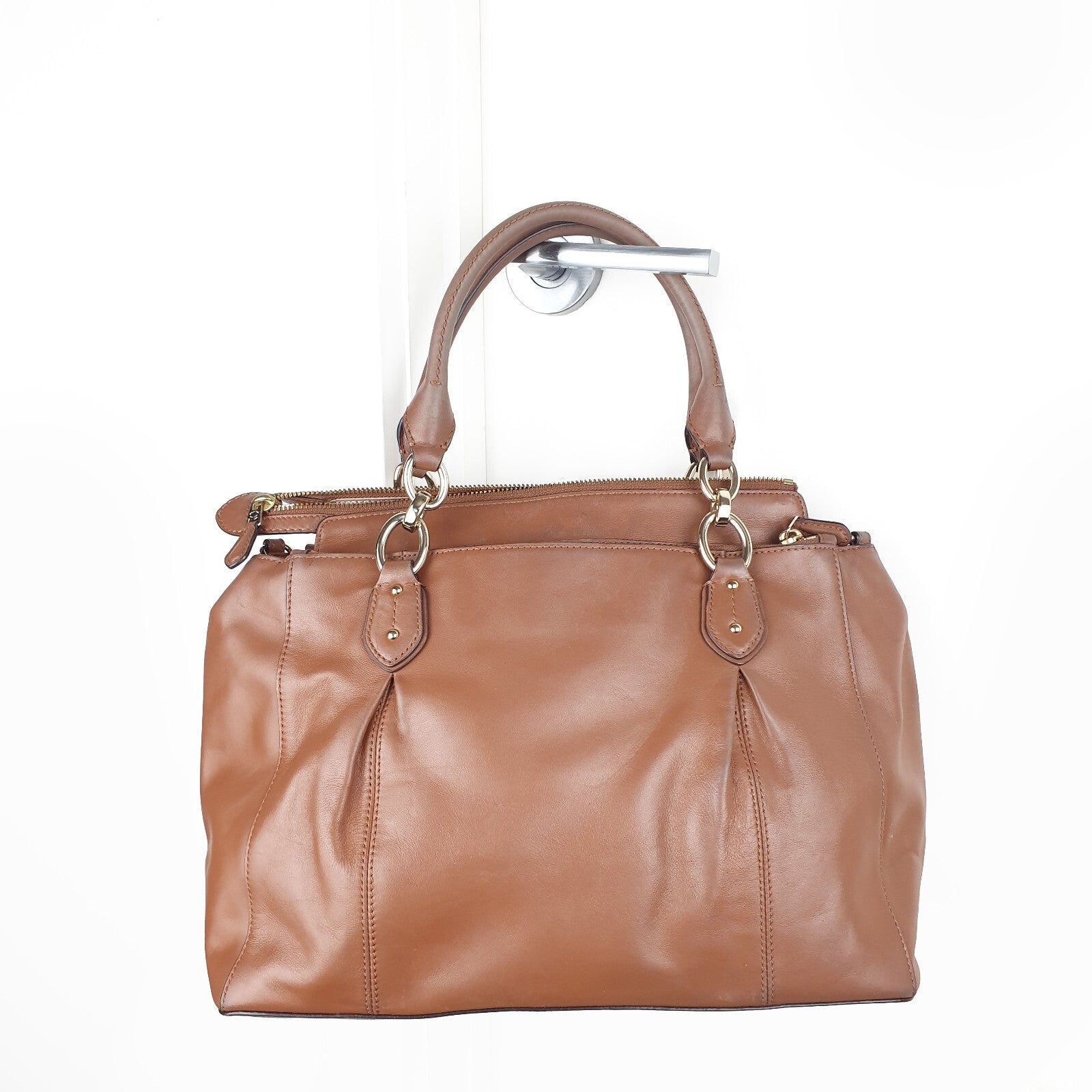 Coach Brown Leather Handbag with Gold Hardware