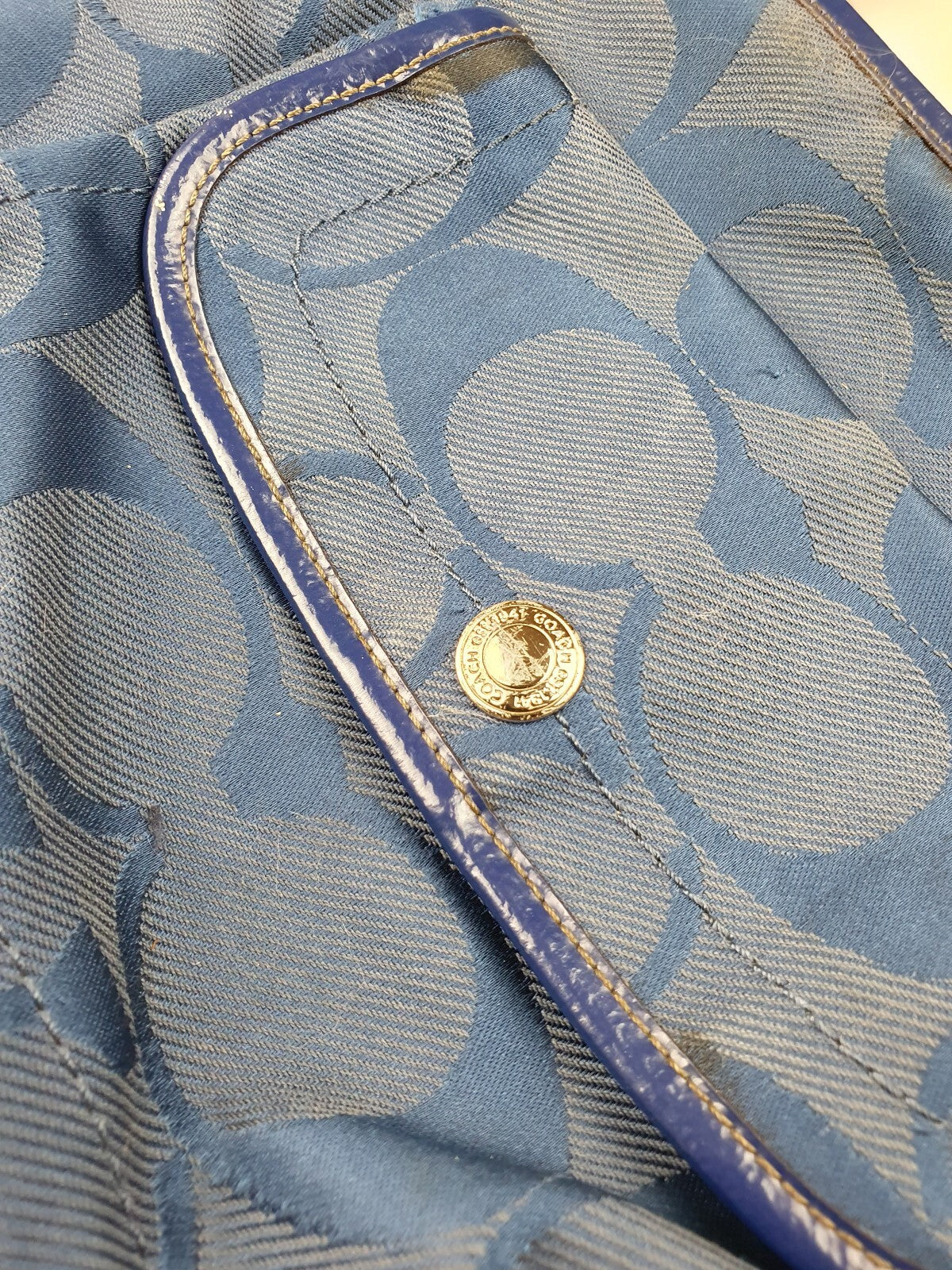 Coach Navy Blue Signature Jacquard Crossbody Bag